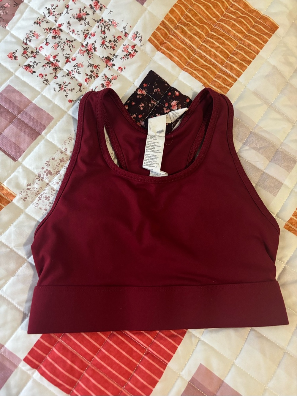 Fabletics Burgundy Racerback Sports Bra